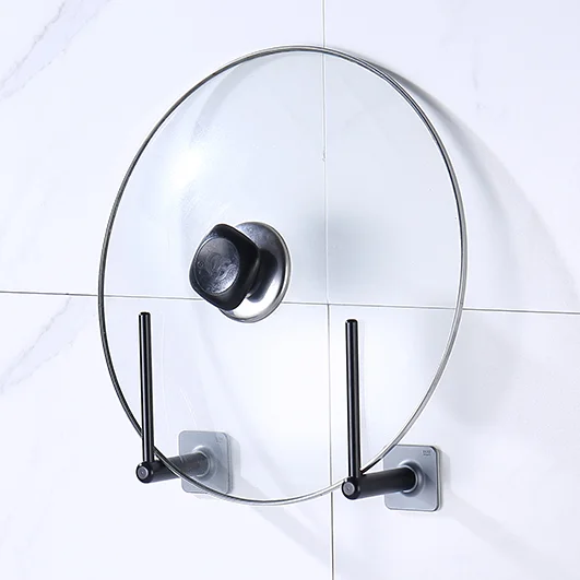 Luxury Rack Wall Mounted Adhesive Bracket Household Storage holder Metal Hook for Lid Cover Pot Cover Mop Rag kitchen holder
