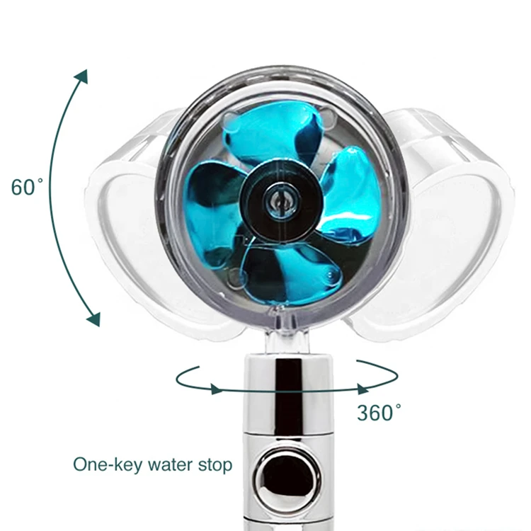 GEE-N High Pressure 360 Degree Fan Shower Head ABS Hand Shower With One Stop Button Bathroom