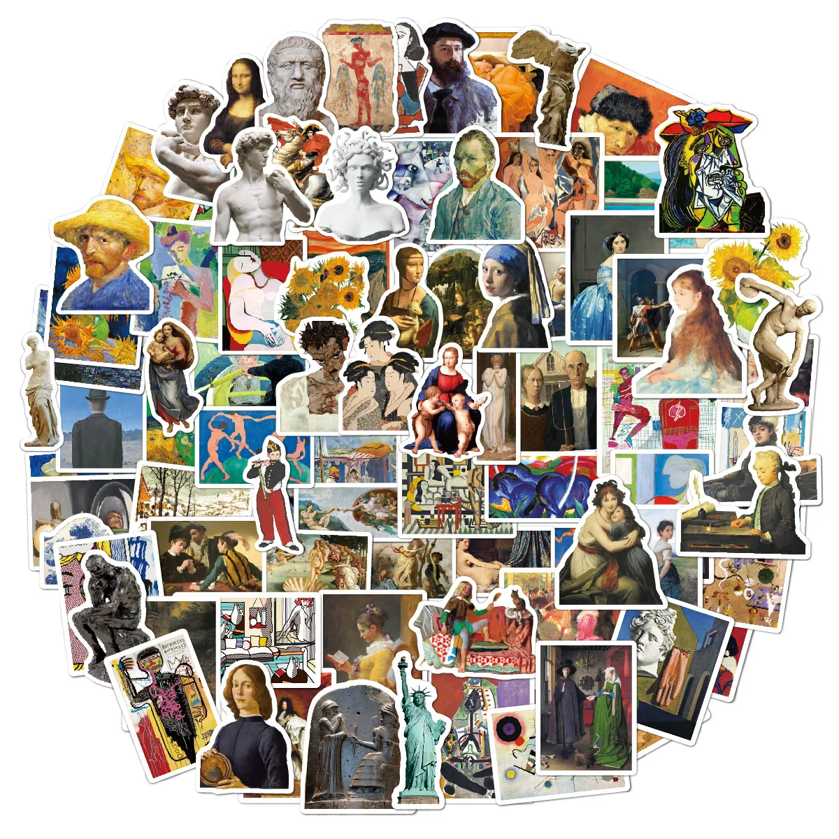 Retro Artistic Oil Painting Stickers 100 Pcs Sunflower Oil Painting Waterproof Vinyl Stickers