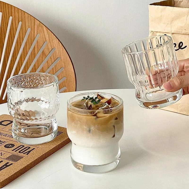 Hot Sell Glass Coffee Cups Wine Ice Beer Cup Cocktail Glasses Drinkware Origami Style Transparent Mug
