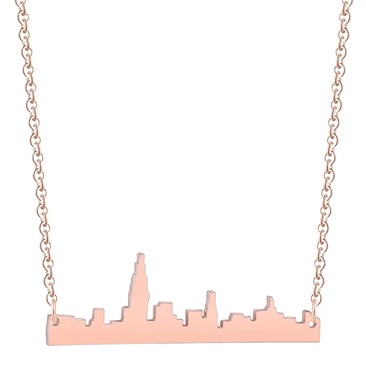 Модная позолоченная подвеска с изображением Нью-Йорка, женское уникальное ожерелье для городского пейзажа, индивидуальное ожерелье, оптовая продажа