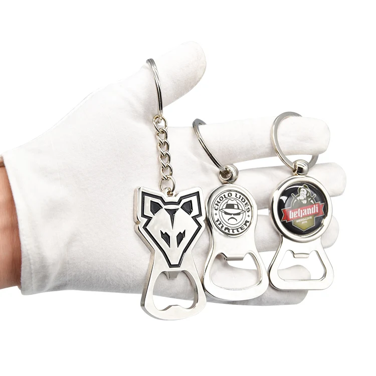 Custom Logo Metal Keyring Promotion Keychain Sublimation Beer Bottle Opener Keychain