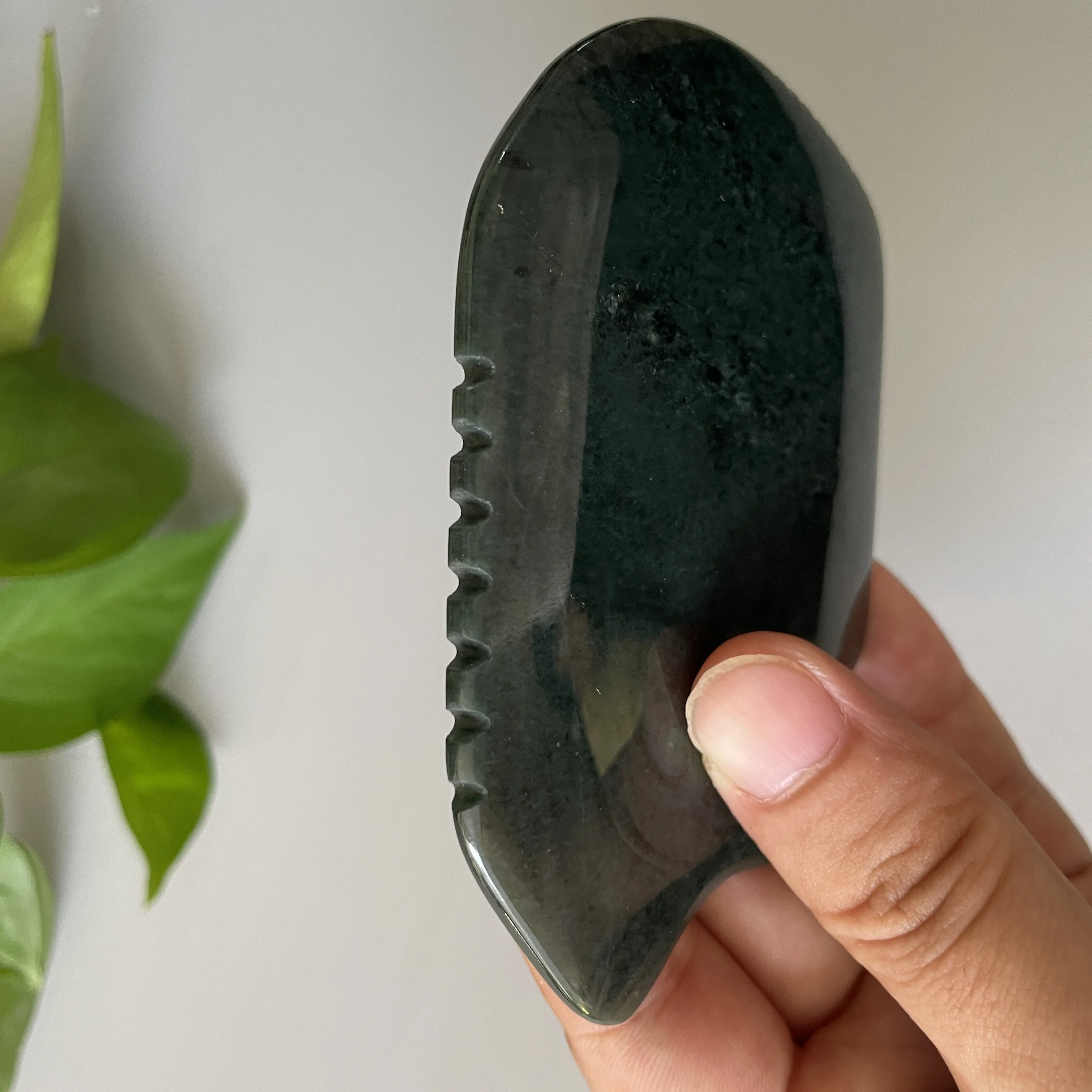 Dark Green Nephrite Jade Gua Sha Stone large nephrite jade Guasha tool Neck Massager For Shoulder Arm Leg Health Care