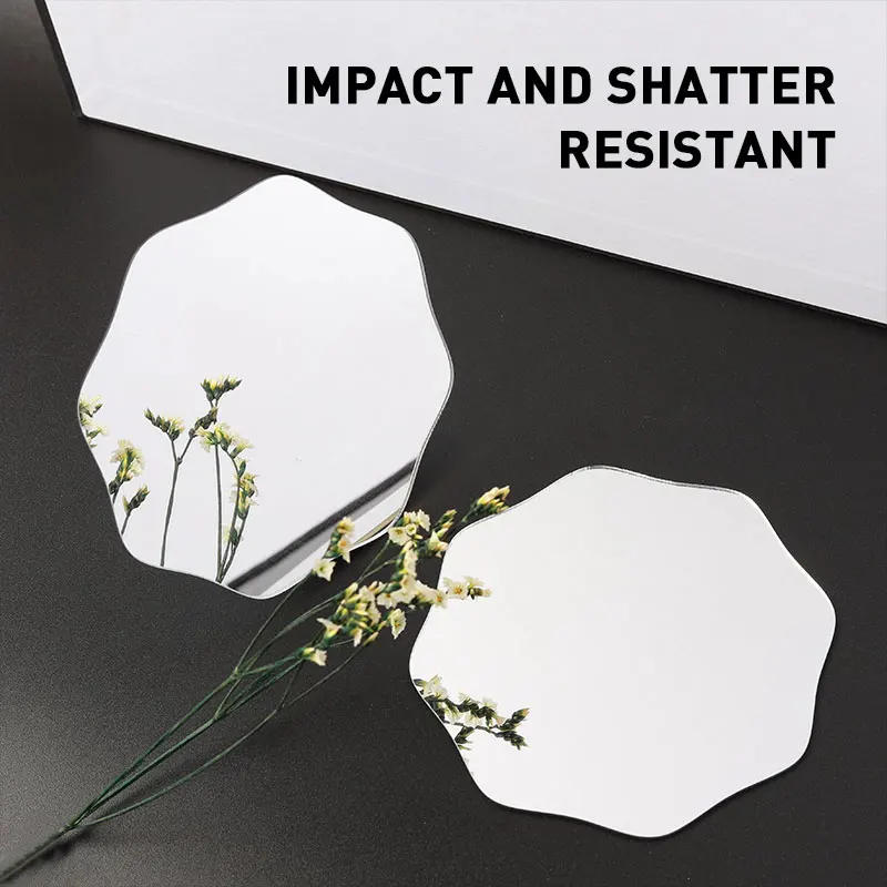 Sticker Hexagon Mirror Acrylic 1mm Acrylic Mirror Sheet Silver Color Laser Cutting Mirror