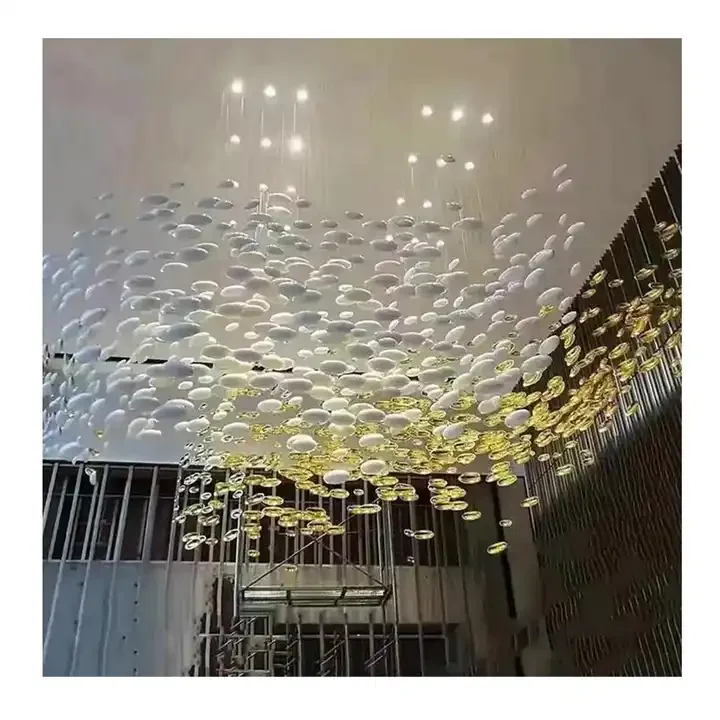 Bespoke Custom Lighting For suspended ceiling resin decoration Banquet Hotel Lobby Villa mall Large Project Glass Chandelier