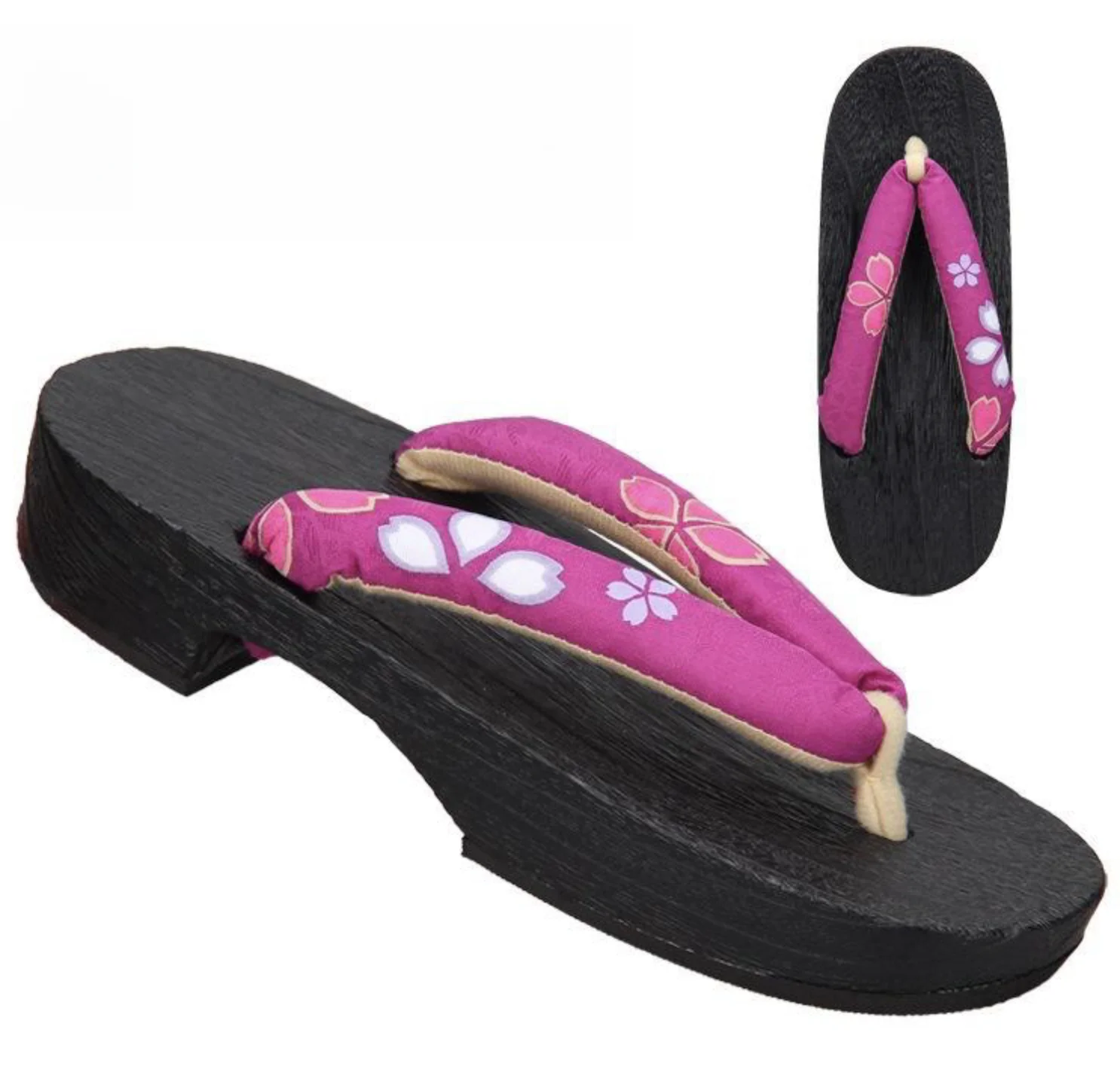 Japanese Traditional Shoe Wooden Geta Clogs Flip Flops Outdoor Sandals Floral Oriental Japan Anime Cosplay Paulownia Femme Shoes