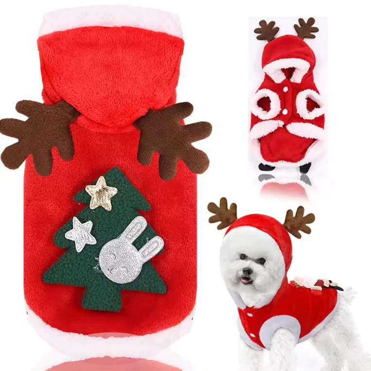 2024 New Year Clothes for Dog Costume Christmas Pet Dog Clothes Winter Hoodie Coat Pet clothing/dress Pet Casual Vests