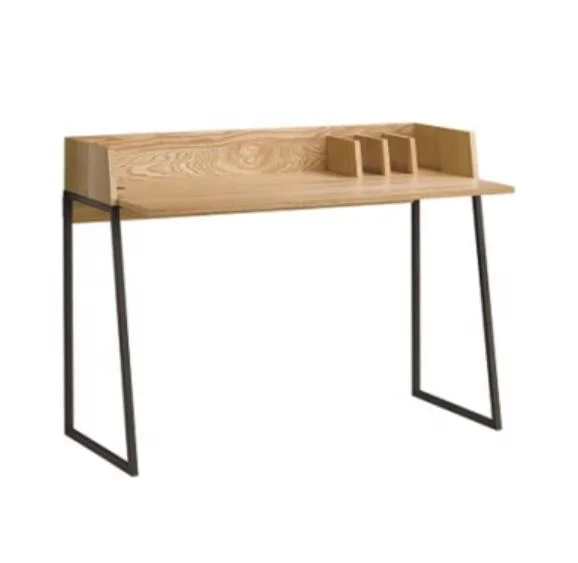 Manual height adjustable office tables work desks Oak Veneer Pu Painting Work Desk With Oak Legs - 9612 Oak