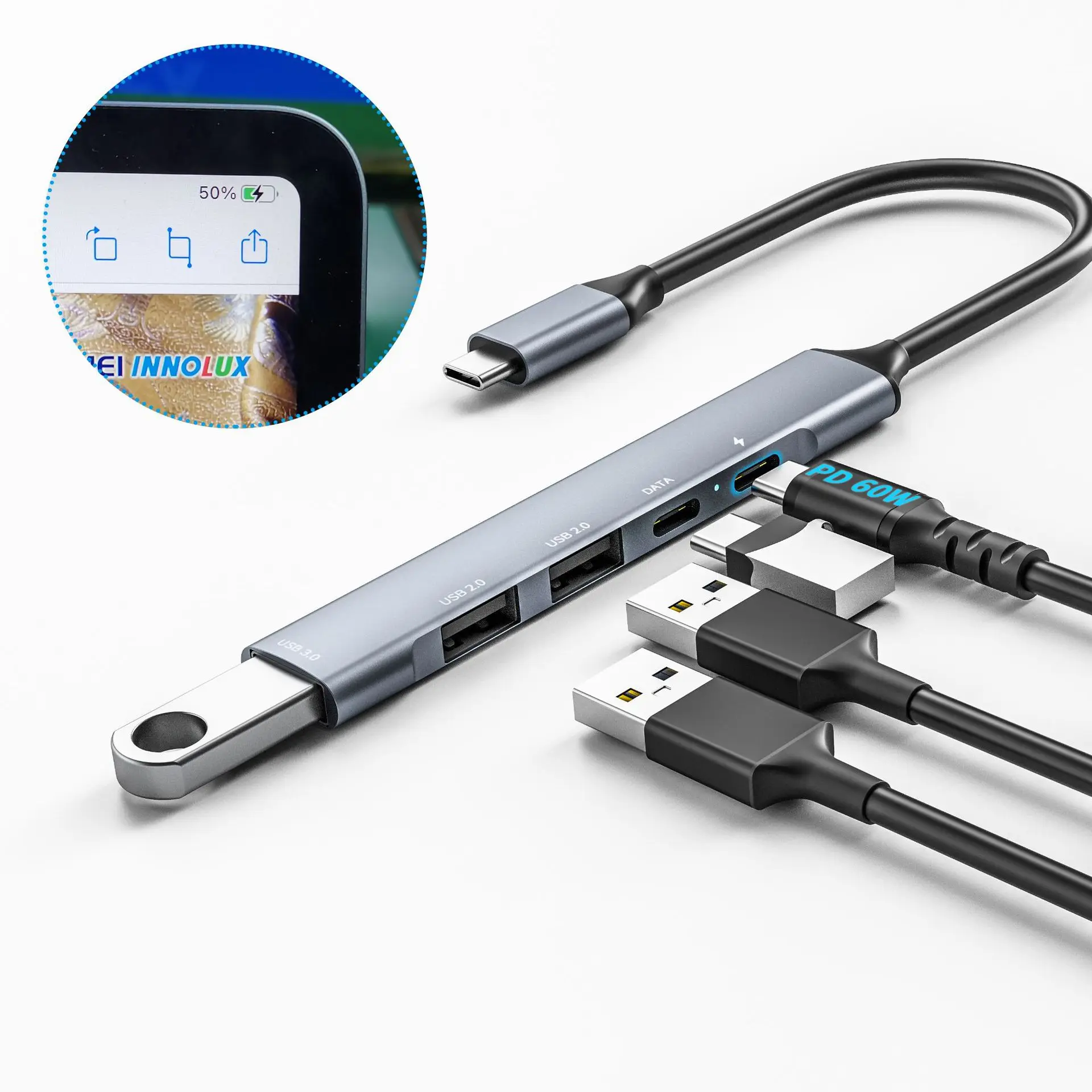 Разветвитель USB Type-C 5 в 1 многофункциональный конвертер 3 0 разветвитель адаптер для ноутбука и телефона с