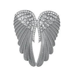 New Arrival Gold or Silver Plated Rhinestones Pave Large Size Archangel Angel Wing Brooch Pins