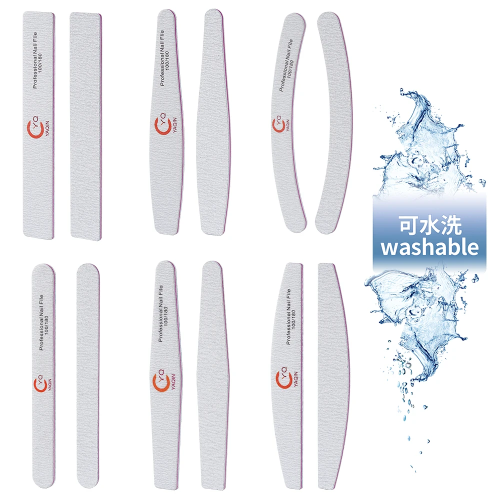 Professional Emery Board Wholesale Custom Double-Sided Nail Files 100 180 Grit Zebra Gray Manicure Art Tools With Logo