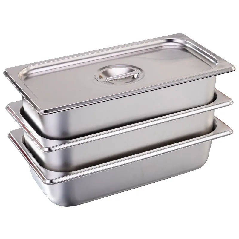 Stainless steel serving basin 304 buffet dining room grid rectangular punching clamshell flip score plate