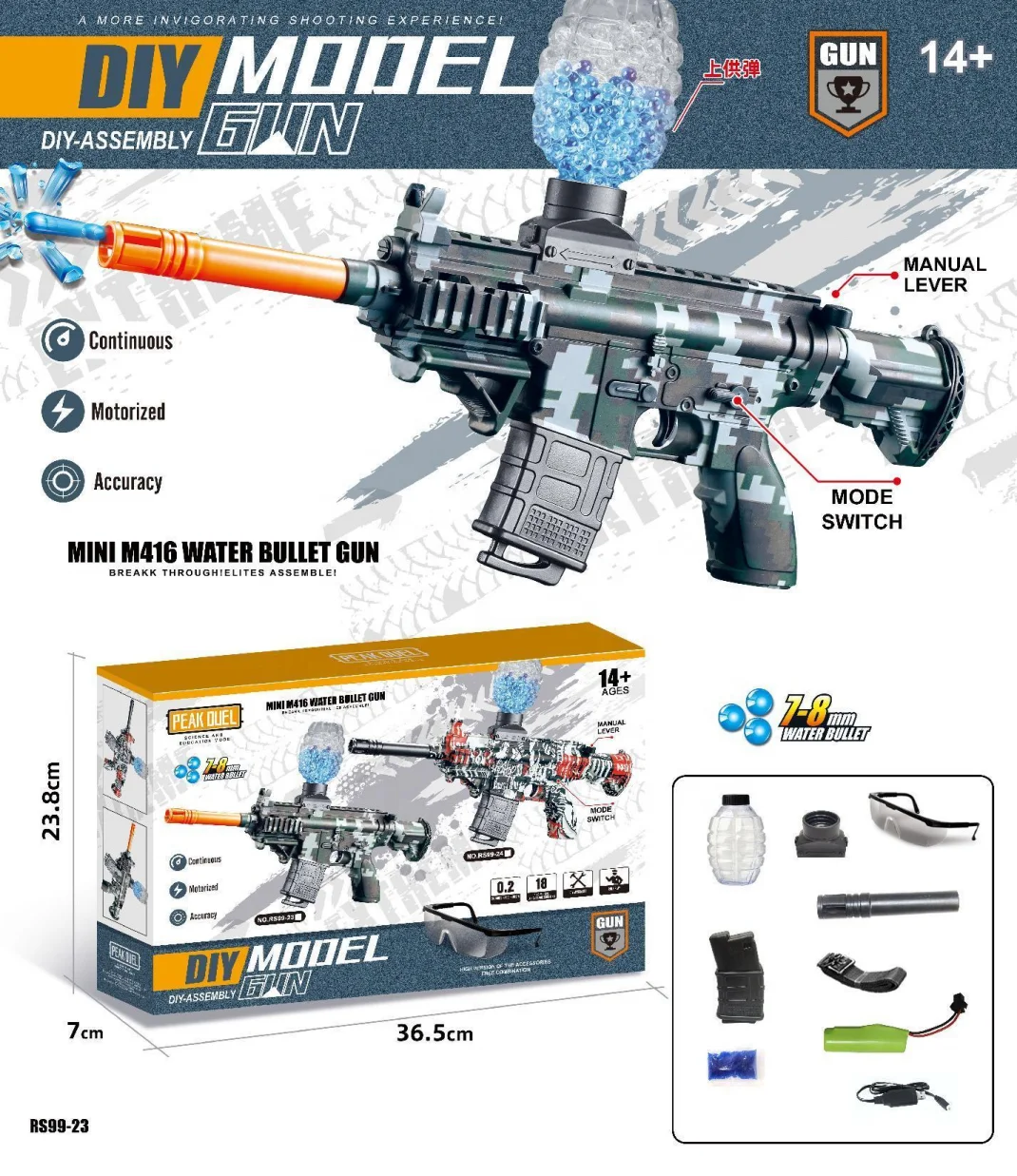 YIWU AULLAN Kids Toy gel Water Ball Gel Gun Automatic Electric Gel M416 AK47 UZI Gun Splatter Ball Gun