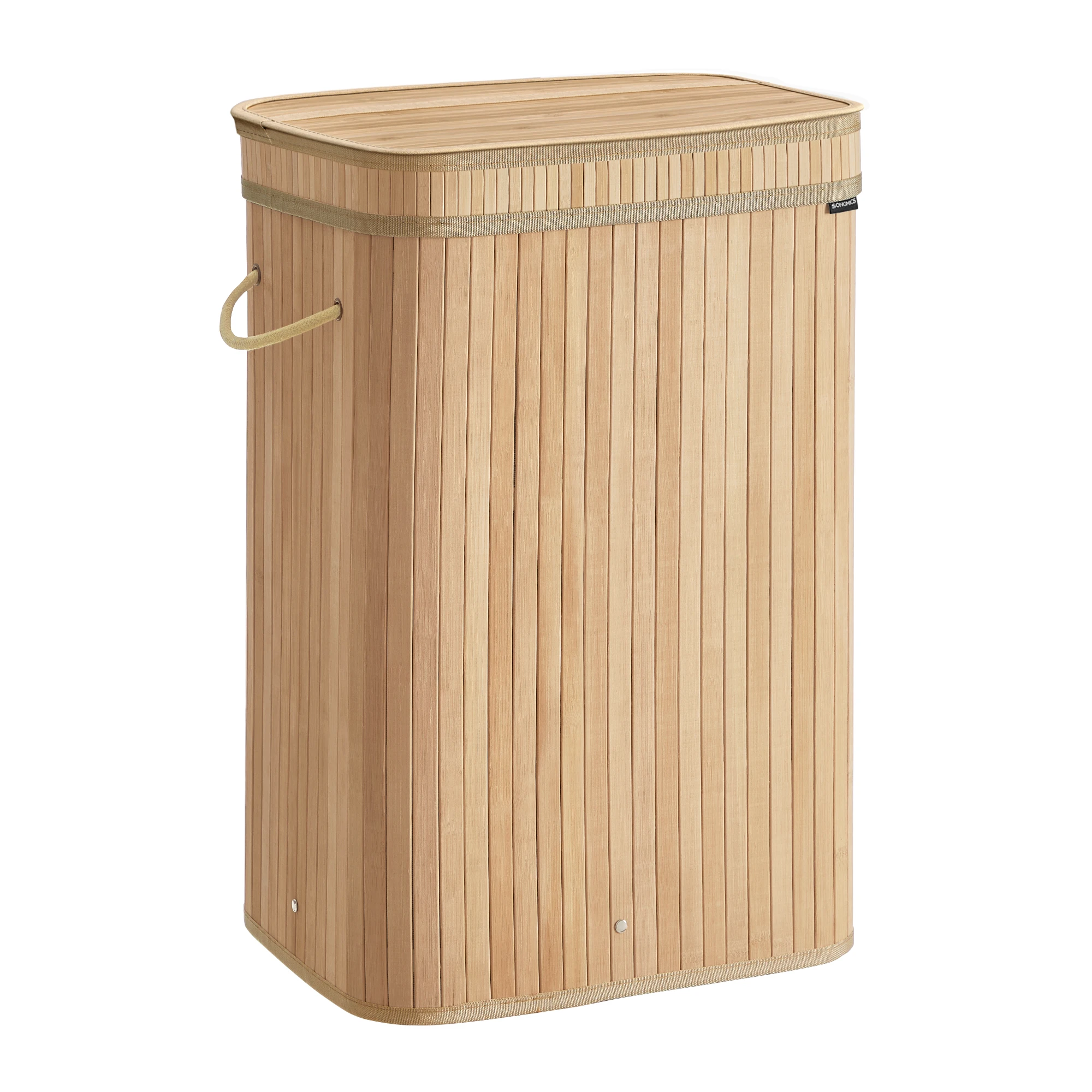 SONGMICS bamboo laundry basket 72 liters with lid and handle folding laundry bags & baskets custom folding laundry basket