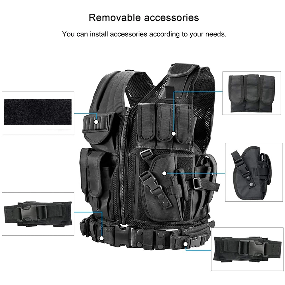 OBSHORSE уличный черный высококачественный сетчатый жилет для дежурства CS игровой жилет мешочек для рыбалки спортивные CS игры тактический Треккинговый мужской жилет