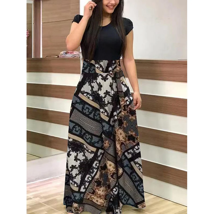 Wholesale Cheap Fat Woman Clothes Print Fashion Plus Size Party Dresses