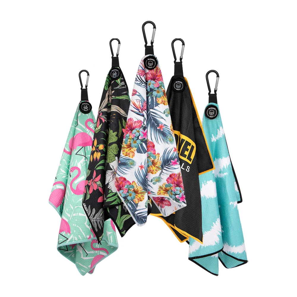 Low MOQ Golf Club Towel Custom Microfiber Sublimate Golf Towel Microfiber Magnetic Waffle Golf Towel With Magnet