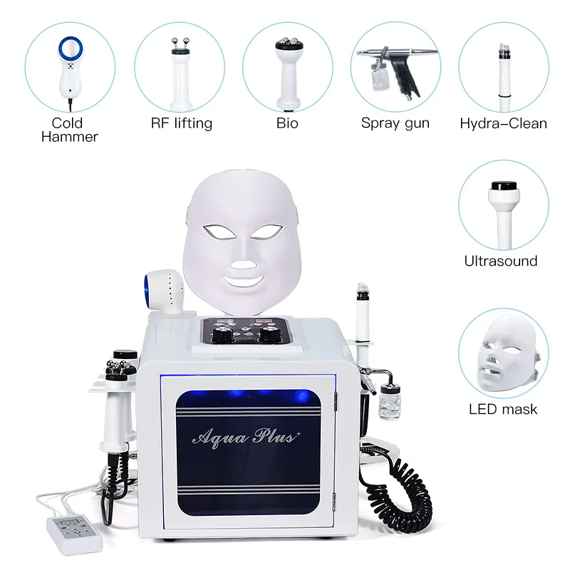 H2O2 7 in 1 Hydro Liquid Dermabrasion Machine Facial Cleansing System Hydrodermabrasion oxygen jet peel Bubble  beauty Machine