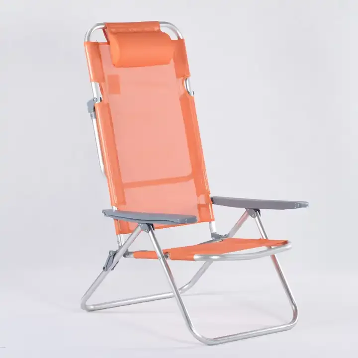 Outdoor Aluminum 4 Reclining Positions Adjustable Beach Lounger Chair Offered at Wholesale Pricing Camping Folding Fishing Chair