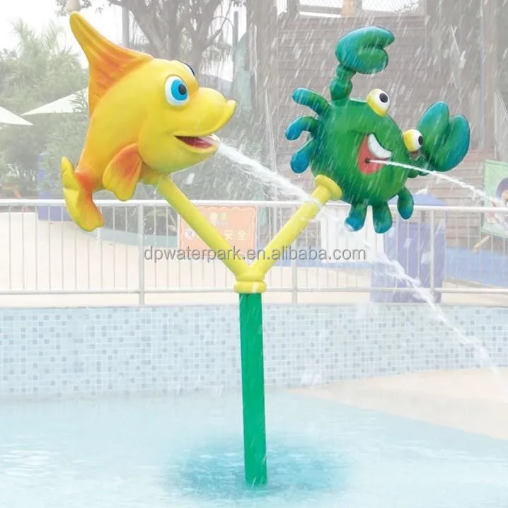 Aqua park water splash pad series swimming pool cartoon toys fiberglass fish and crab shaped water sprinkler