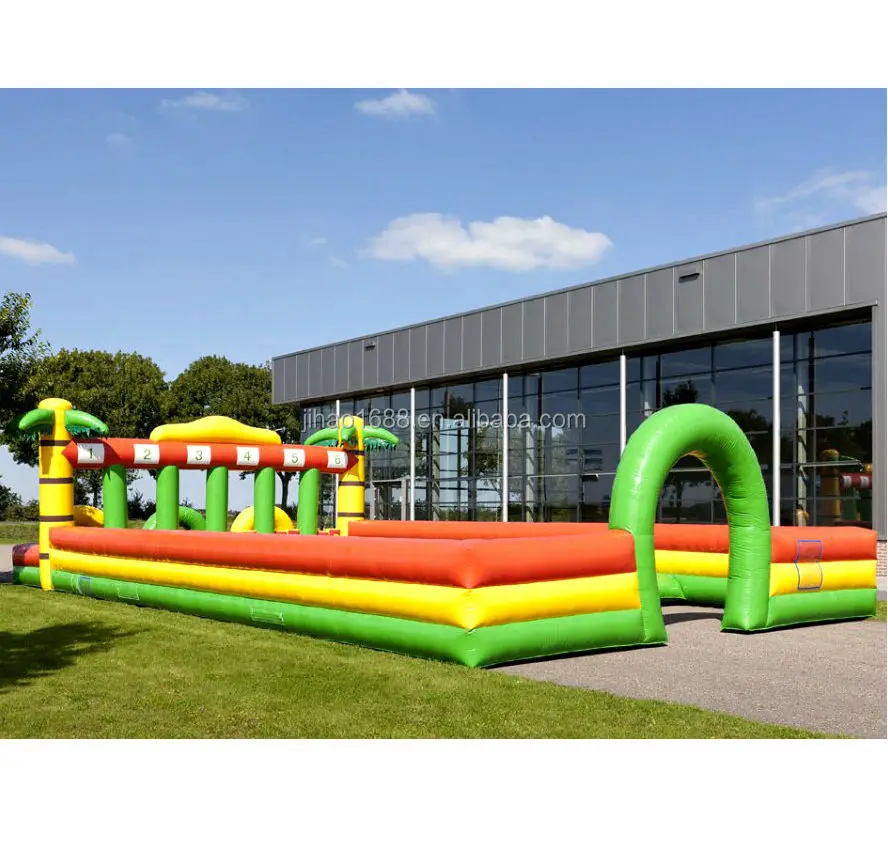 Jungle Theme Inflatable Horse Race Track 6 Lane Derby Inflatable Hop Horse Racing Game