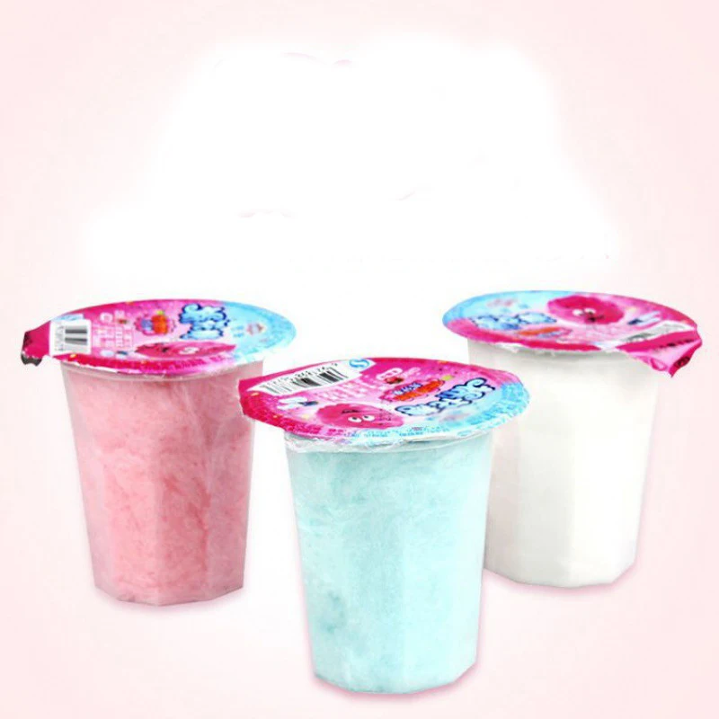 2024 Wholesale Factory Brushed Cup Cotton Candy Handmade Kids Nostalgic Childhood Snack Food Halal Sweets Marshmallow Candy