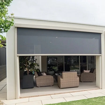 Wholesale custom electric windproof zipper track roller curtain outdoor sunshade waterproof custom roller curtain