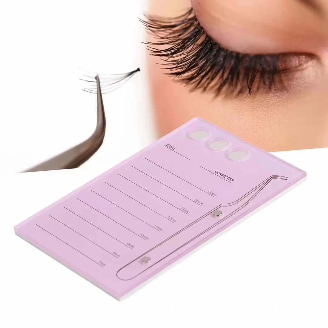 Private Label Portable Acrylic Grafting Eyelash Extensions Plate Pallet Lash Tile Magnetic Tweezers Board