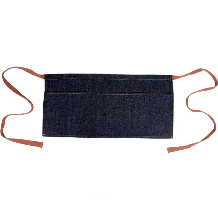 Custom denim jean restaurant waist aprons with pockets