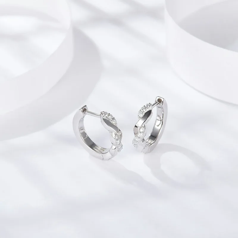 Fashion jewelry cross-twist Wall earrings 925 Sterling Silver 18k Gold plated Pass Diamond Test Moissanite Hoop Earrings