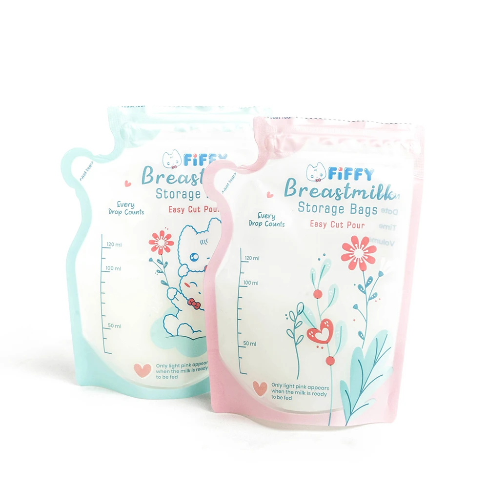 Custom label OEM sevice Double ziplock Breastmilk Storage Bag with color box package  Breast Milk Storage Bag