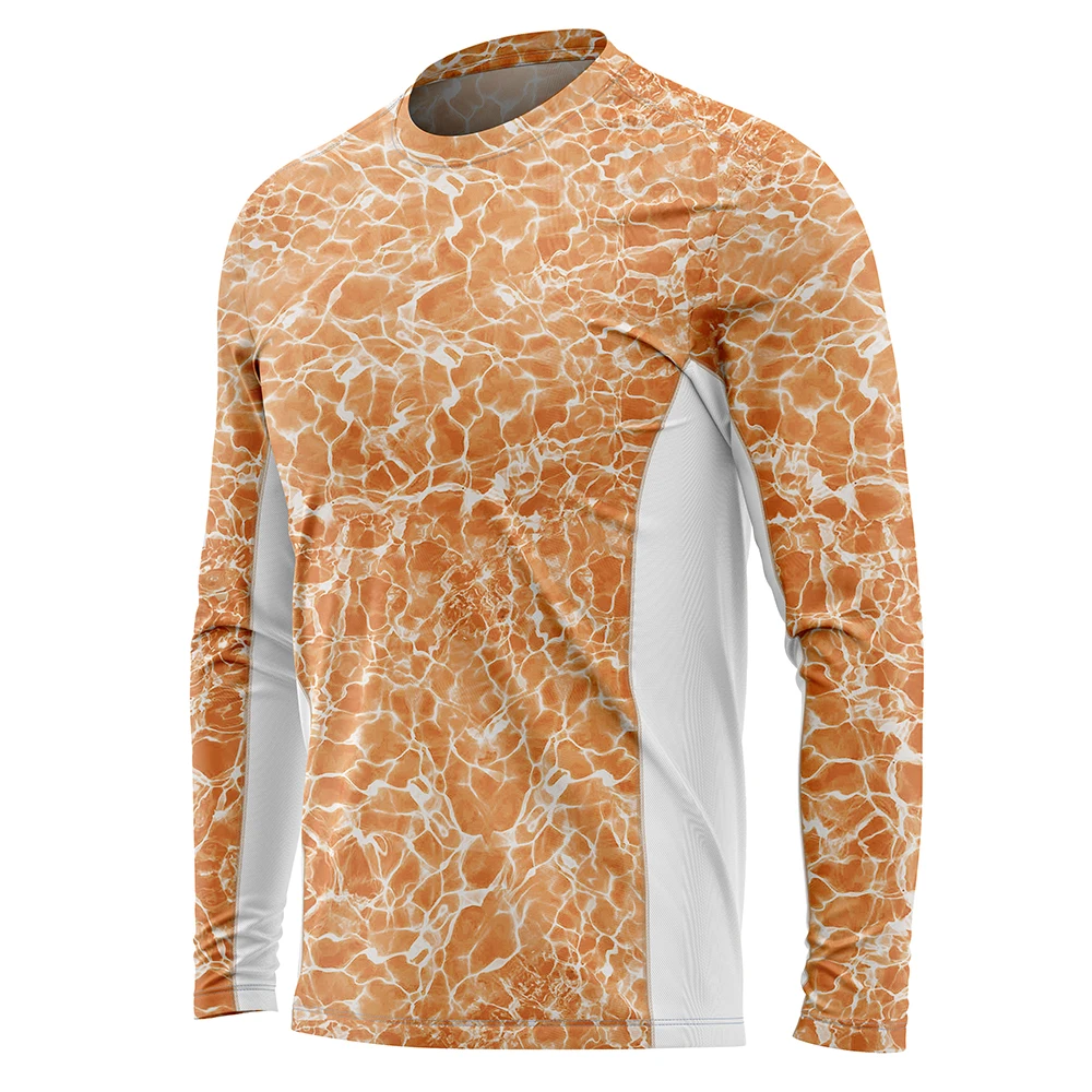 Design Sublimated Fishing Jersey Manufacturer Long Sleeve Sublimation Orange Fishing Shirts Summer Mens Fishing Apparel