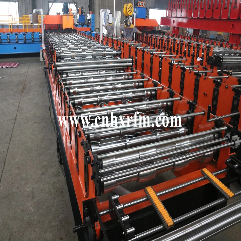 glazed trapezoidal galvanized steel metal roof panel aluminium cold rolling machine double layer roofing roll forming machine