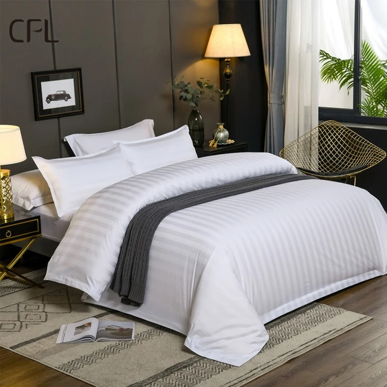 100% cotton wholesale hotel egyptian bedding set cotton bedsheet bedding set bed linen 3cm stripe comforter set