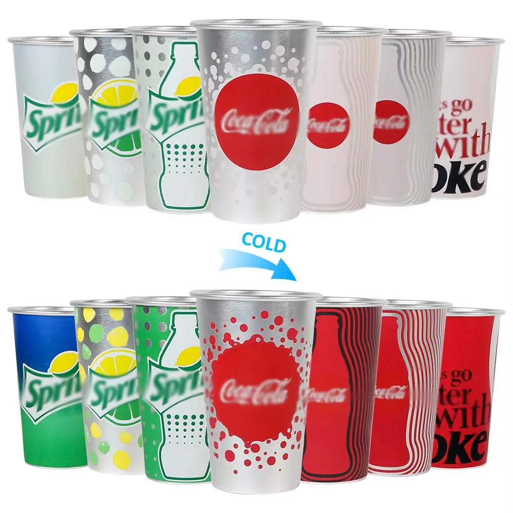 Customized aluminum beer cup that changes color when cold Creative niche design pattern can be customized with logo