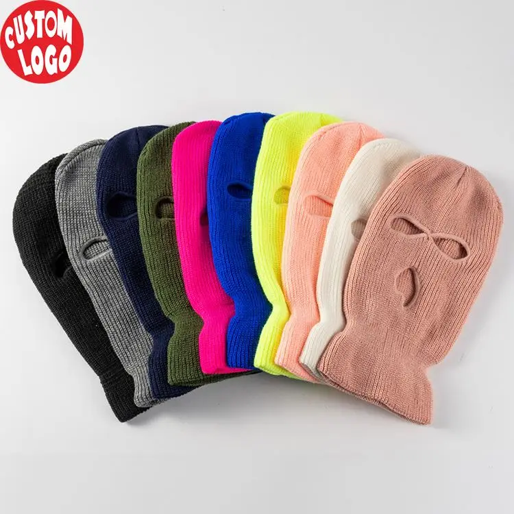 Высококачественная Лыжная маска с логотипом на заказ 3 отверстиями зимняя теплая неоновая Балаклава лыжная