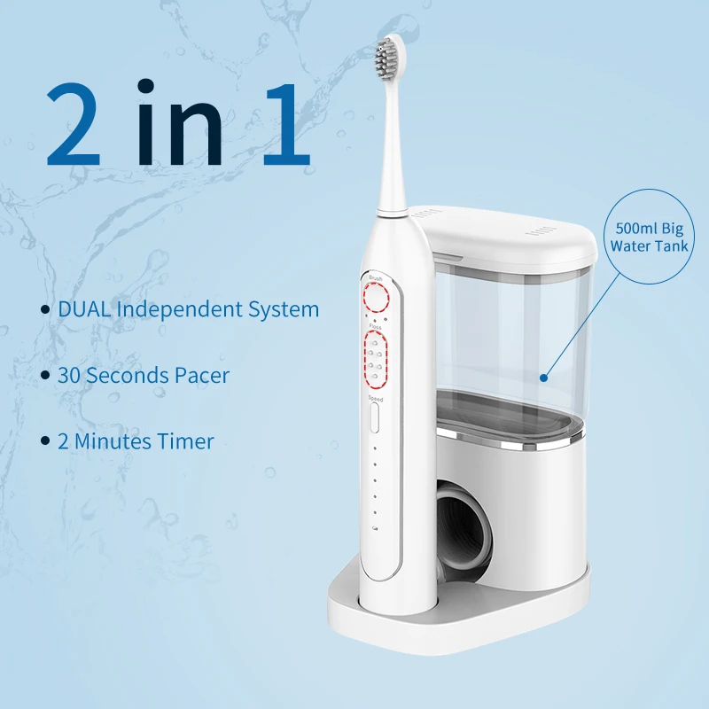 New Trend 2 in 1 Water Flosser for Teeth Oral Irrigator Three Modes Portable Electric Flossing and Brushing Combine in One