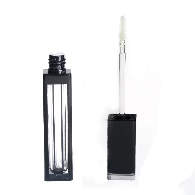 
High quality square clear empty black cap custom 7ml lip gloss tubes 