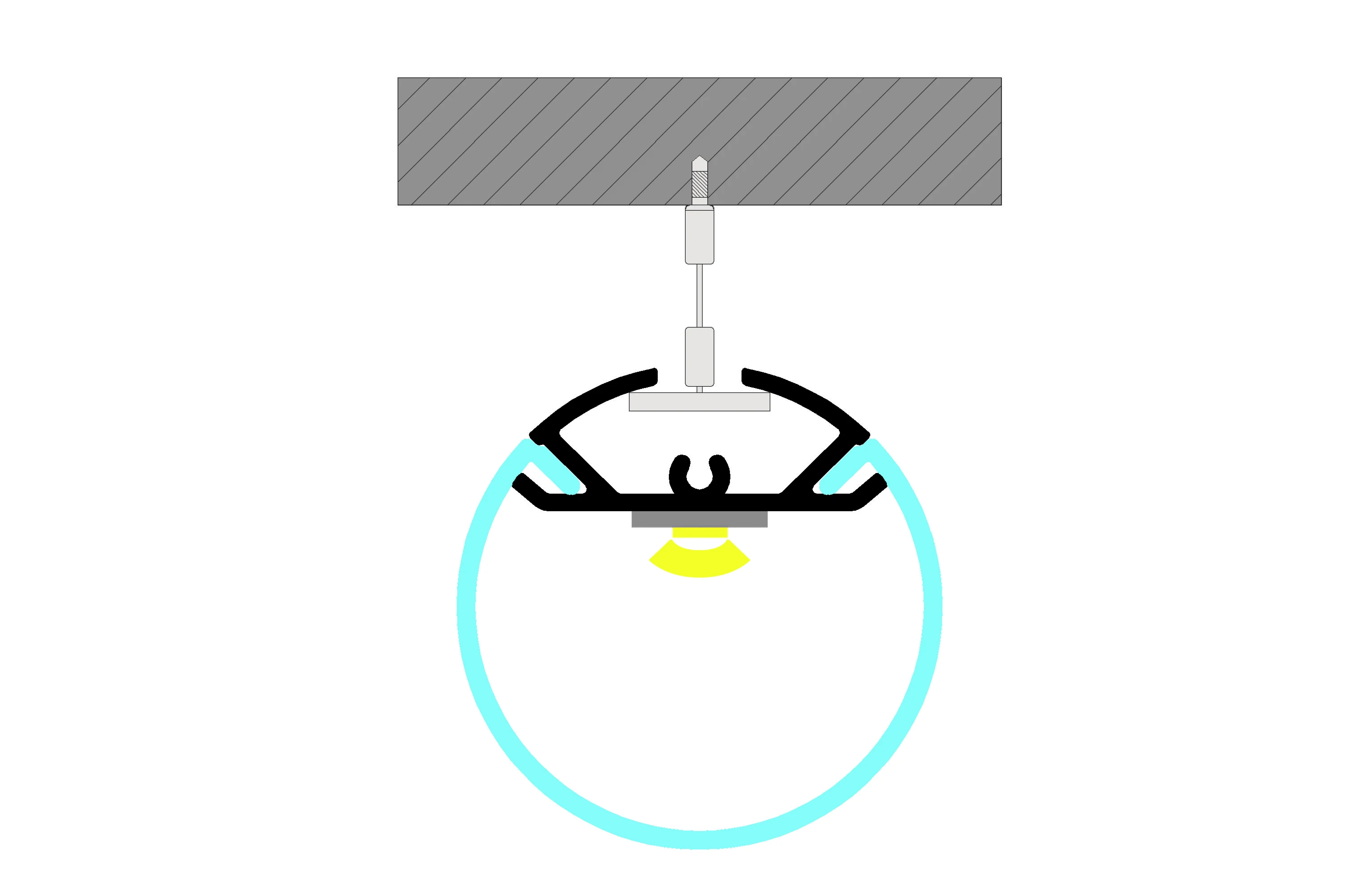 YG-T30 Diameter 30mm Extrusion PC Round Cover Light Pendant Aluminum Led Tube Profile Round Led Profile Channel Kit