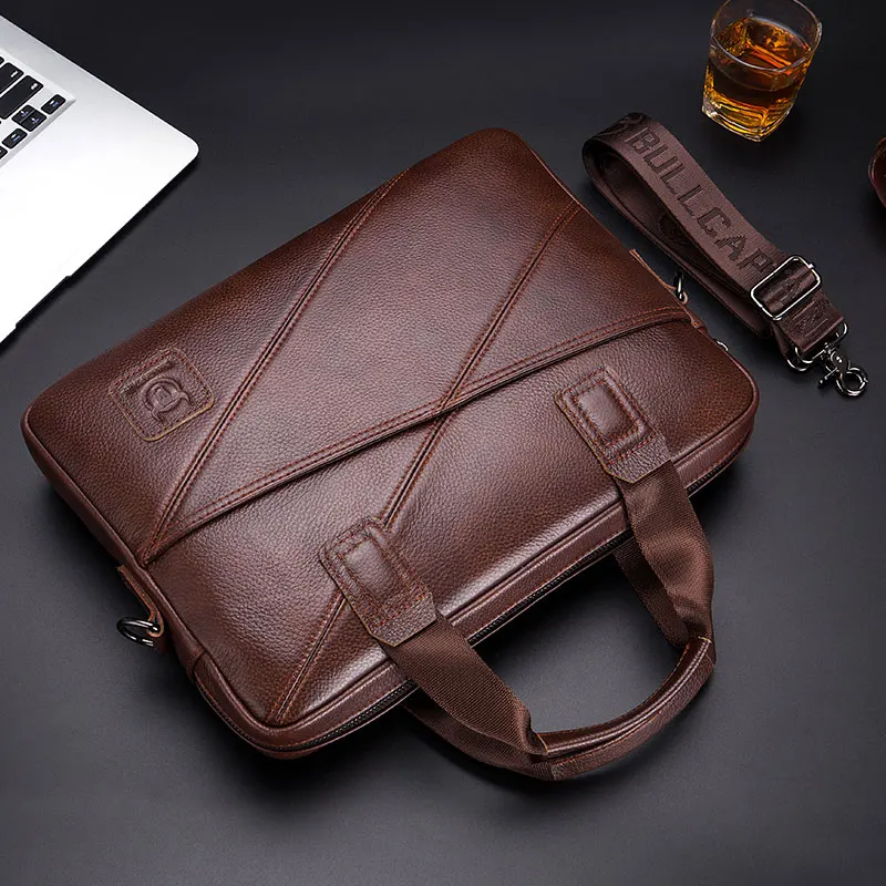 Black&Brown Color 15-inch retro handmade leather messenger bag laptop briefcase computer briefcase for men