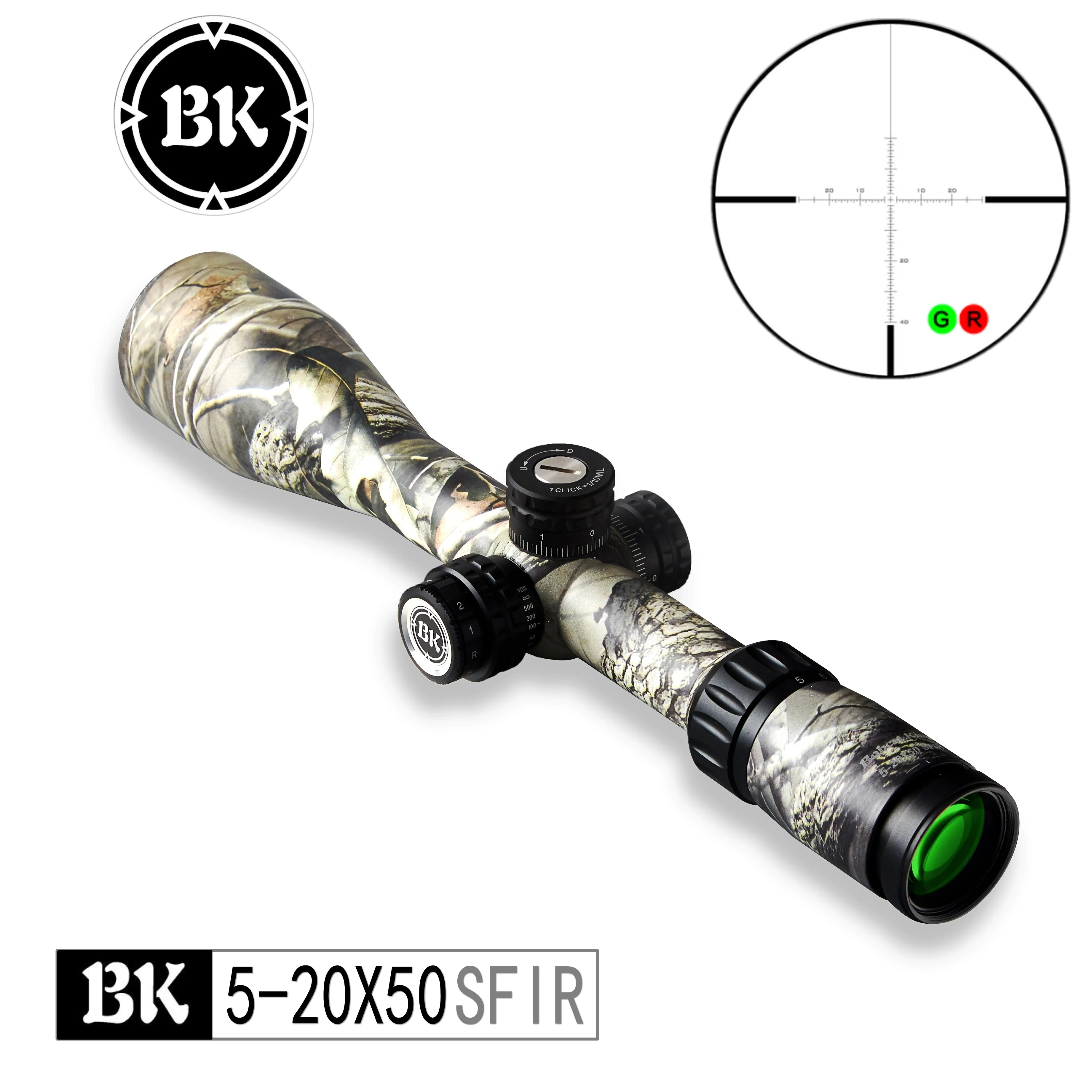 
Bobcat King 5-20X50 SFIR Riflescope Airsoft Hunting Rifle Scope Traffic Light Illumination Sniper Tactical Optical Sight 