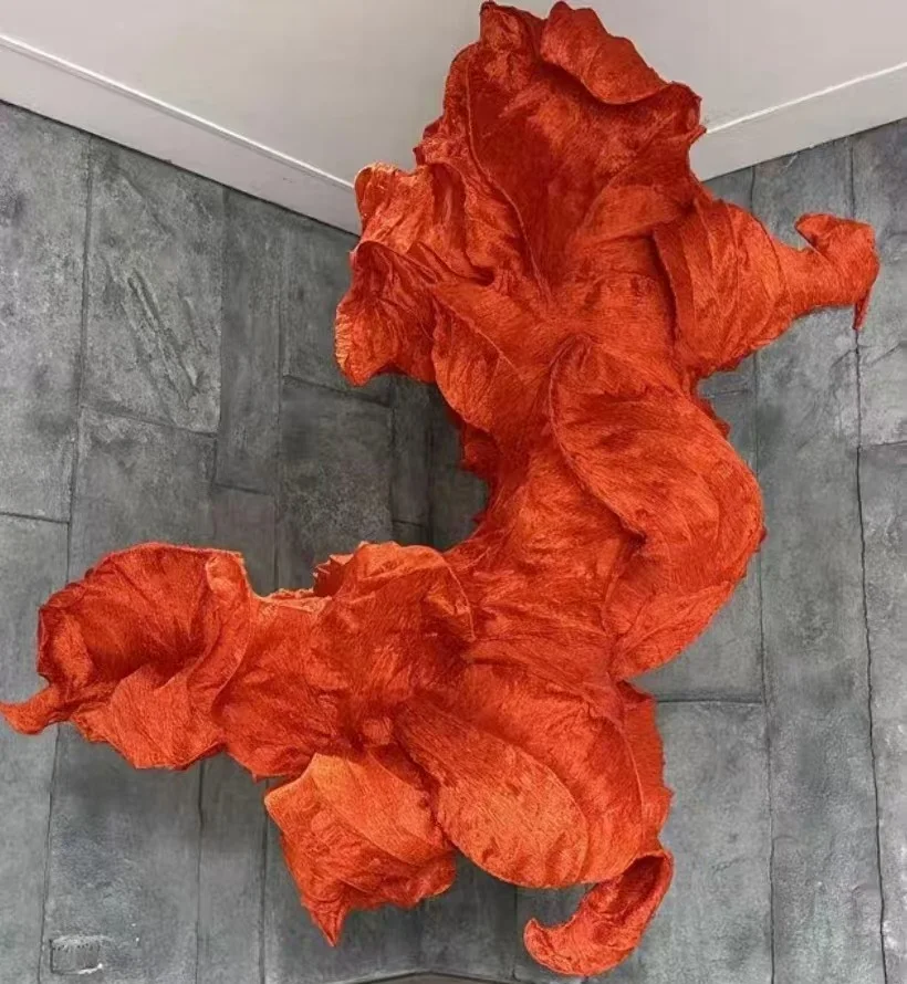 Custom Project Hotel Indoor Decoration Art Large Ornaments Cloth Sculpture Pendant Chandelier Light