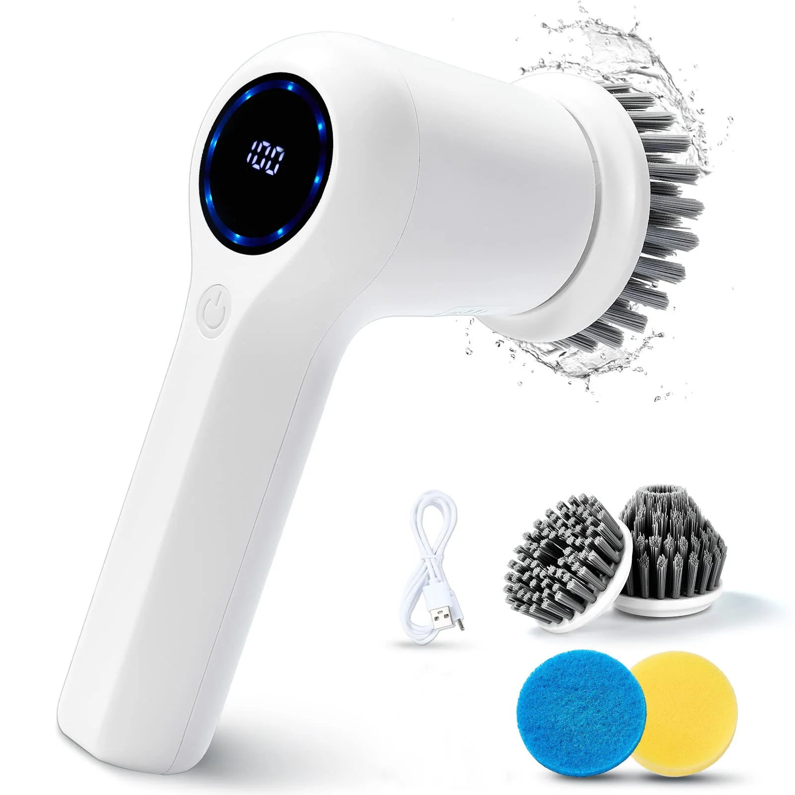 New Type USB Electric Spin Scrubber With Silent Motor 2000mah Automatic Rotating Portable Handheld Scrub Electric Cleaning Brush
