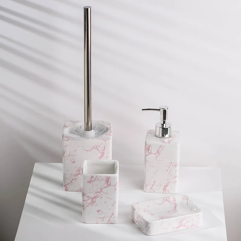 Ceramic Nordic Bathroom Product Household Items Decor for Home modern hotel marble Dispenser Set Soap Bathroom accessories
