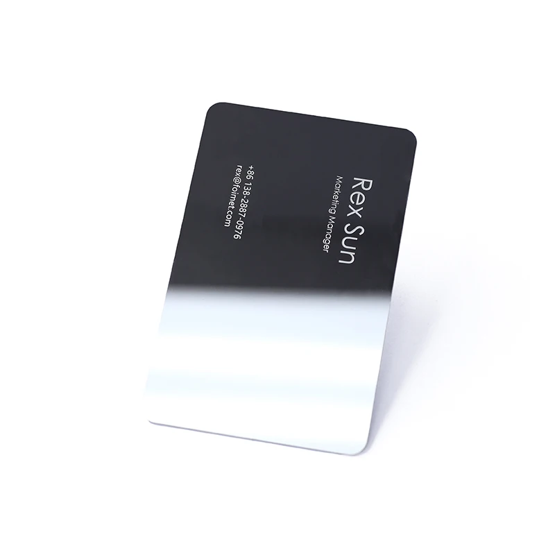 Customized cheap vip laser engraved brushed black metal business card printing