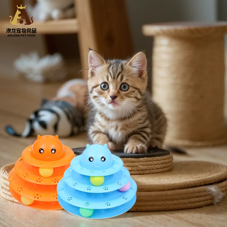 Mini 3-Layer Christmas Tree Training Track Glow Turntable with BELL Light Catnip Ball Mint Toy Cat Pet Supplies
