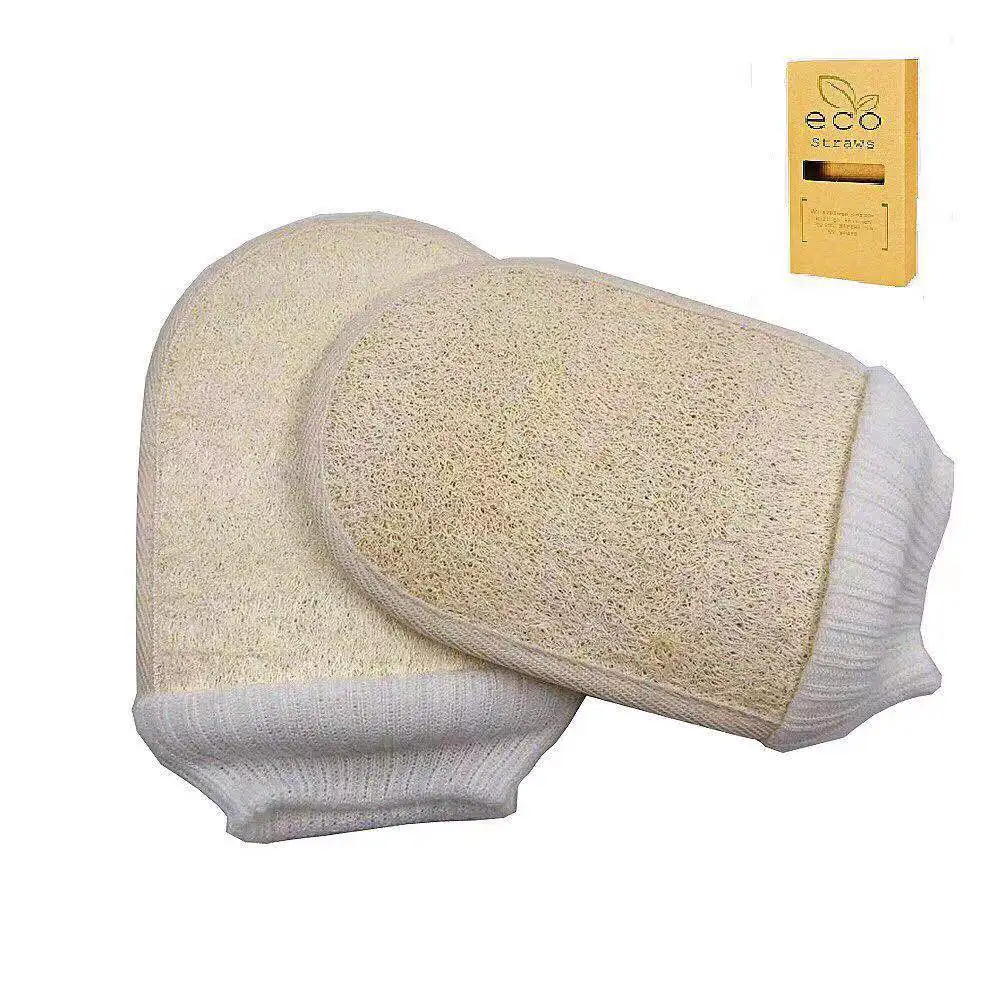 Natural Loofah Bath Glove Bath Body Srubber Sponge Shower Glove Loofah Mitt Deep Exfoliation Wash Mitt