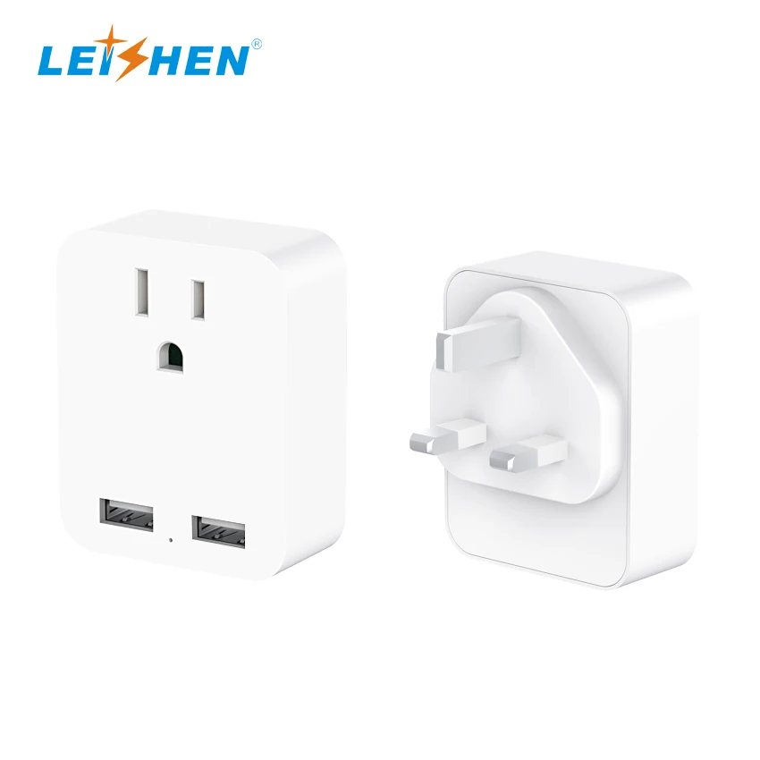 Дорожный адаптер питания с заземлением для США и Великобритании европейская розетка 2 USB-портами зарядки