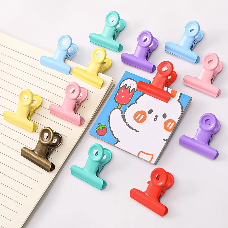 STICKERS PUNK 5 Pcs Metal Hinge Clips Colorful Bull Binder Paper Clip Clamp for Office Pictures Photos Kitchen Bags 30mm 04454
