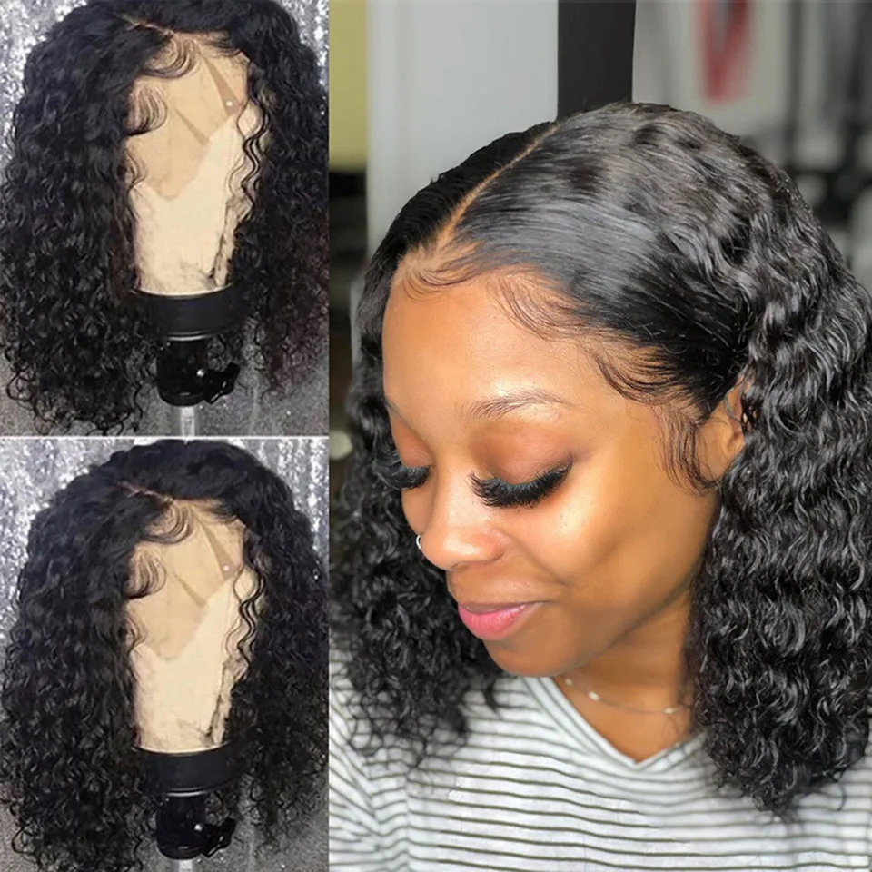 Private Label 1# Deep  Wave Cheap Curly Synthetic Wig Kinky Curly Wigs Hot Sale  Headband Wigs For Black Women